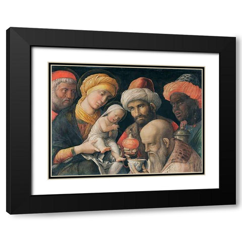 Adoration of the Magi Black Modern Wood Framed Art Print with Double Matting by Mantegna, Andrea