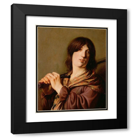 David with His Sword Black Modern Wood Framed Art Print with Double Matting by de Bray, Salomon