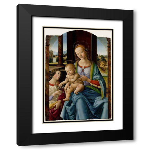 Madonna and Child Black Modern Wood Framed Art Print with Double Matting by di Credi, Lorenzo