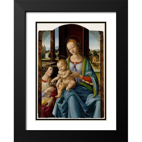 Madonna and Child Black Modern Wood Framed Art Print with Double Matting by di Credi, Lorenzo