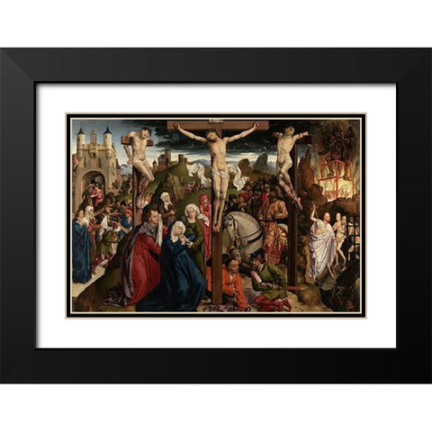 The Crucifixion Black Modern Wood Framed Art Print with Double Matting by Master, Vintagesibly Andre dYpres, Dreux Bude