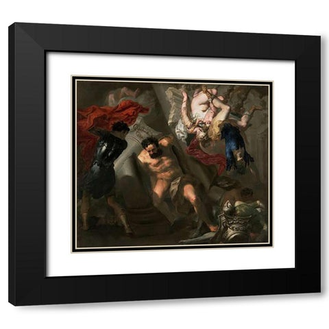 The Death of Samson Black Modern Wood Framed Art Print with Double Matting by Genoese School