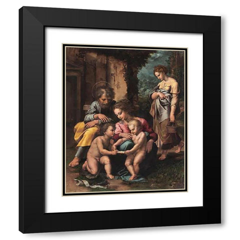 The Holy Family Black Modern Wood Framed Art Print with Double Matting by Romano, Giulio