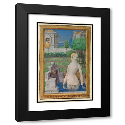 Bathsheba Bathing Black Modern Wood Framed Art Print with Double Matting by Bourdichon, Jean