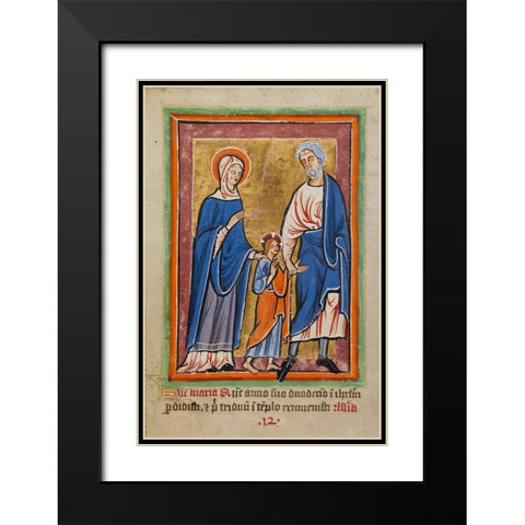 Christ Led to Jerusalem by Mary and Joseph Black Modern Wood Framed Art Print with Double Matting by Illuminator , Unknown 12th Century