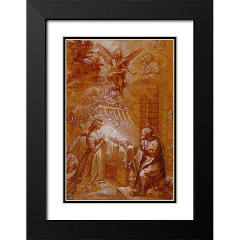 The Nativity Black Modern Wood Framed Art Print with Double Matting by Vanni, Francesco