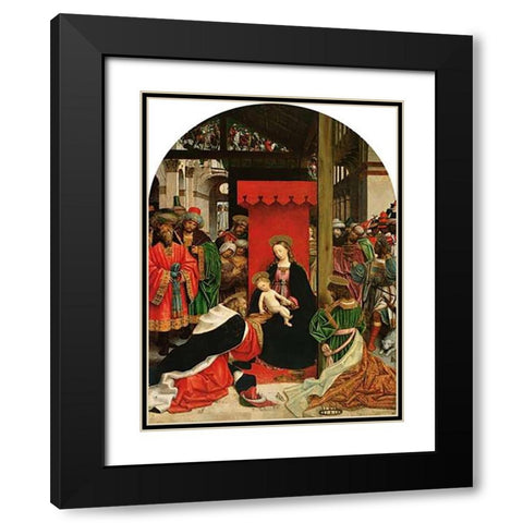 Adoration of the Magi Black Modern Wood Framed Art Print with Double Matting by Ferrari, Defendente