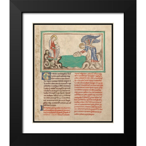 An Angel Casting a Millstone into the Sea Black Modern Wood Framed Art Print with Double Matting by Illuminator, Unknown 13th Century