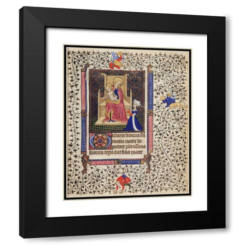 A Woman in Prayer before the Virgin and Child Black Modern Wood Framed Art Print with Double Matting by Unknown