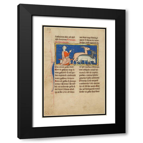 Amos and Three Goats Black Modern Wood Framed Art Print with Double Matting by Illustrator, Unknown 13th Century