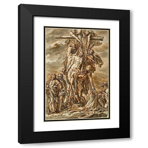 Descent from the Cross Black Modern Wood Framed Art Print with Double Matting by Roos, Phillip