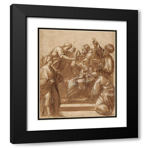 Adoration of the Magi Black Modern Wood Framed Art Print with Double Matting by de Ribera, Jusepe