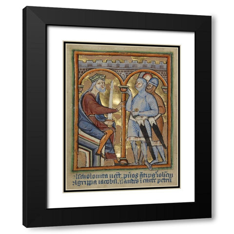 Herod Giving Orders to His Soldiers Black Modern Wood Framed Art Print with Double Matting by Illuminator, Unknown 12th Century English