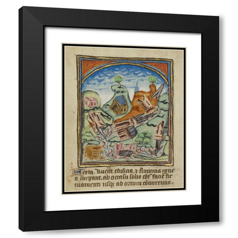 The Sixth Sign before the Day of Judgement Black Modern Wood Framed Art Print with Double Matting by Illuminator, Unknown 12th Century English