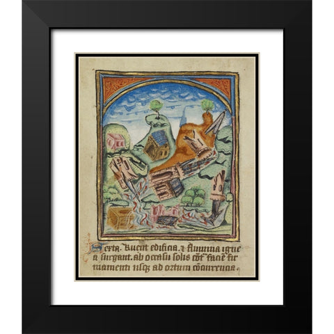 The Sixth Sign before the Day of Judgement Black Modern Wood Framed Art Print with Double Matting by Illuminator, Unknown 12th Century English