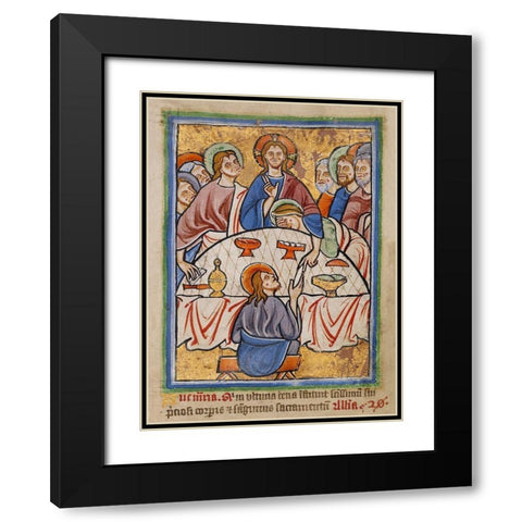 The Last Supper Black Modern Wood Framed Art Print with Double Matting by Illuminator, Unknown 12th Century English