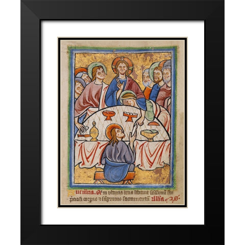The Last Supper Black Modern Wood Framed Art Print with Double Matting by Illuminator, Unknown 12th Century English