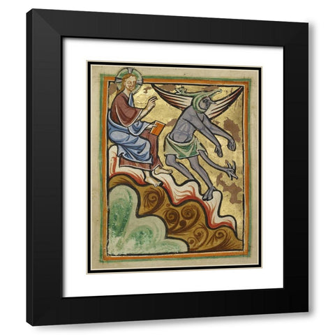 The Third Temptation Black Modern Wood Framed Art Print with Double Matting by Illuminator, Unknown 12th Century English