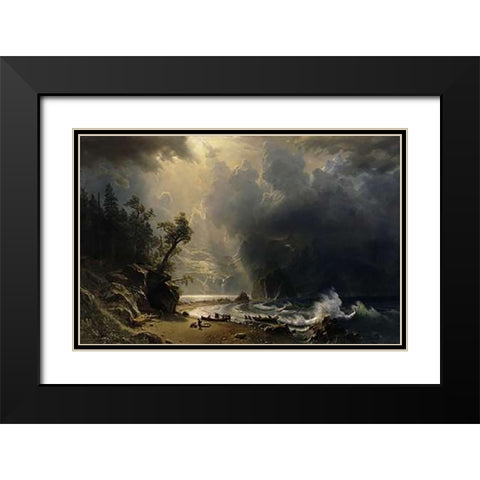Puget Sound of the Pacific Coast, 1870 Black Modern Wood Framed Art Print with Double Matting by Bierstadt, Albert