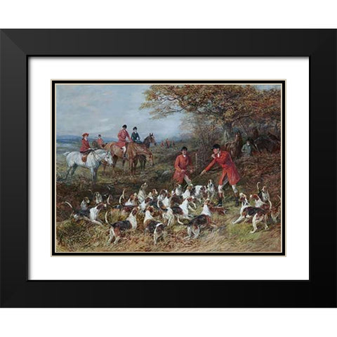 Hunters and Hounds Black Modern Wood Framed Art Print with Double Matting by Hardy, Heywood