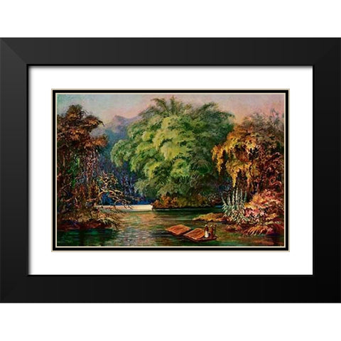 Riesenbambus von Ceylon Fahrt auf dem Schwarzen FluÃŸ Kalu Ganga Black Modern Wood Framed Art Print with Double Matting by Haeckel, Ernst