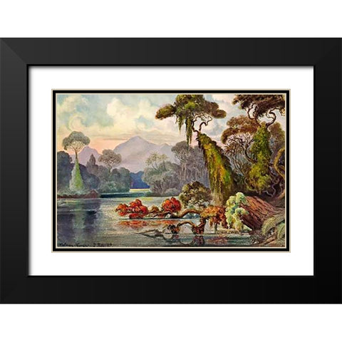 Urwald am Blauen FluÃŸ Kelany-Ganga, Ceylon Black Modern Wood Framed Art Print with Double Matting by Haeckel, Ernst