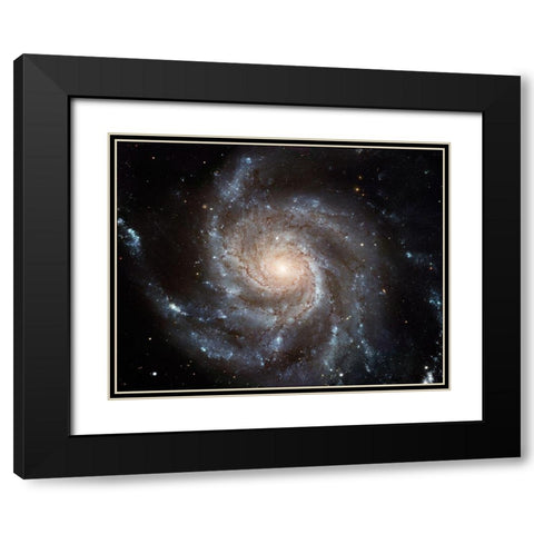 Messier 101 (M101) Black Modern Wood Framed Art Print with Double Matting by NASA