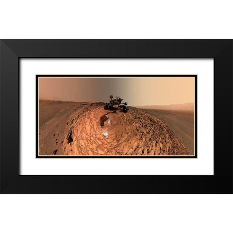 Curiosity Self-Portrait at Buckskin Drilling Site on Mount Sharp Black Modern Wood Framed Art Print with Double Matting by Curiosity