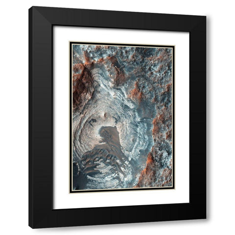 Mars HiRISE - Surface Layers and Dark Dunes Black Modern Wood Framed Art Print with Double Matting by NASA