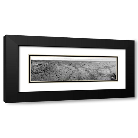 Mars Gale Crater with Tire Tracks - Panoramic Mosaic, August 15, 2014 Black Modern Wood Framed Art Print with Double Matting by NASA