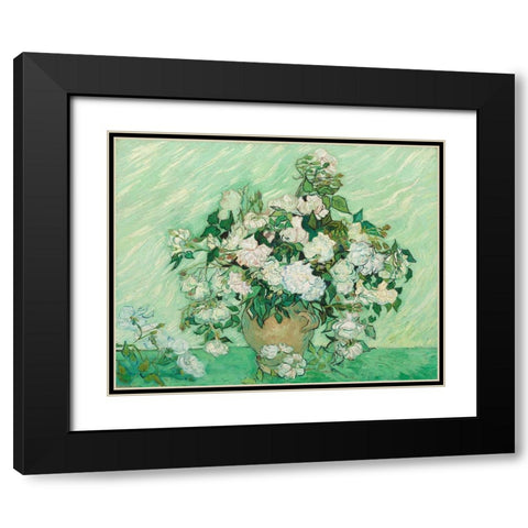 Roses, 1890 Black Modern Wood Framed Art Print with Double Matting by Van Gogh, Vincent