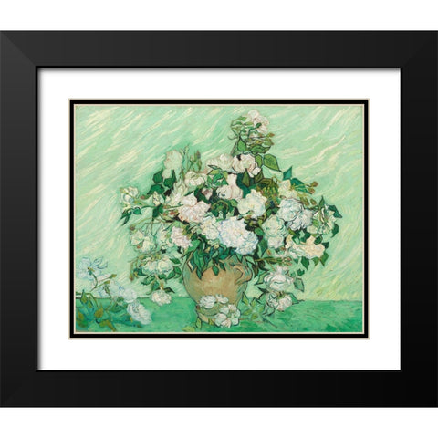 Roses, 1890 Black Modern Wood Framed Art Print with Double Matting by Van Gogh, Vincent
