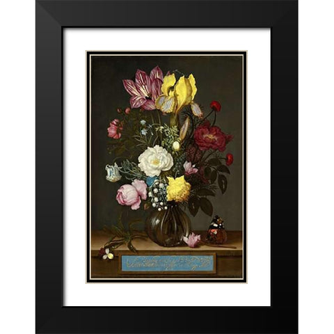 Bouquet of Flowers in a Glass Vase, 1621 Black Modern Wood Framed Art Print with Double Matting by Bosschaert, Ambrosius