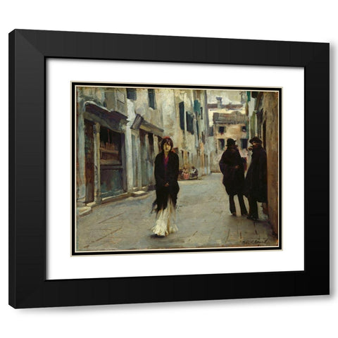 Street in Venice, 1882 Black Modern Wood Framed Art Print with Double Matting by Sargent, John Singer
