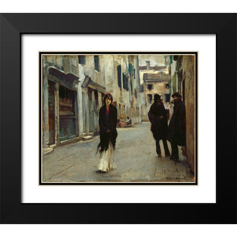 Street in Venice, 1882 Black Modern Wood Framed Art Print with Double Matting by Sargent, John Singer