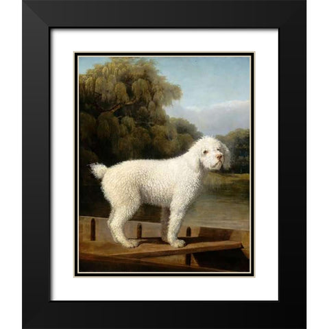 White Poodle in a Punt, c. 1780 Black Modern Wood Framed Art Print with Double Matting by Stubbs, George