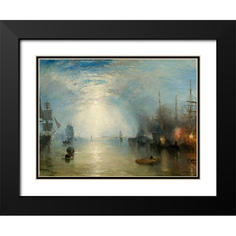 Keelmen Heaving in Coals by Moonlight, 1835 Black Modern Wood Framed Art Print with Double Matting by Turner, Joseph Mallord--William
