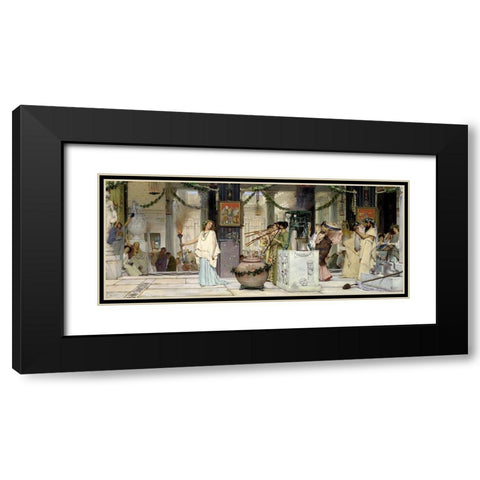The Vintage Festival, 1871 Black Modern Wood Framed Art Print with Double Matting by Alma-Tadema, Sir Lawrence