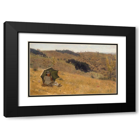 Sunny Days, 1874 Black Modern Wood Framed Art Print with Double Matting by Alma-Tadema, Sir Lawrence