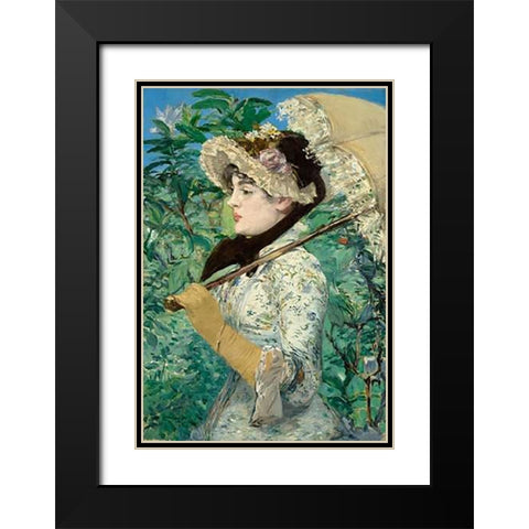 Le Printemps (Jeanne Demarsy) Black Modern Wood Framed Art Print with Double Matting by Manet, Edouard