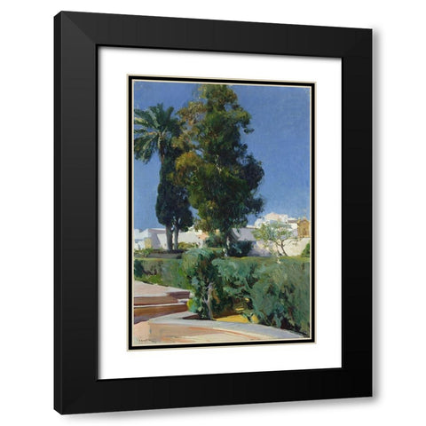 Corner of the Garden, Alcazar, Sevilla Black Modern Wood Framed Art Print with Double Matting by Bastida, Joaquin Sorolla y