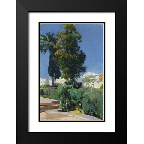 Corner of the Garden, Alcazar, Sevilla Black Modern Wood Framed Art Print with Double Matting by Bastida, Joaquin Sorolla y
