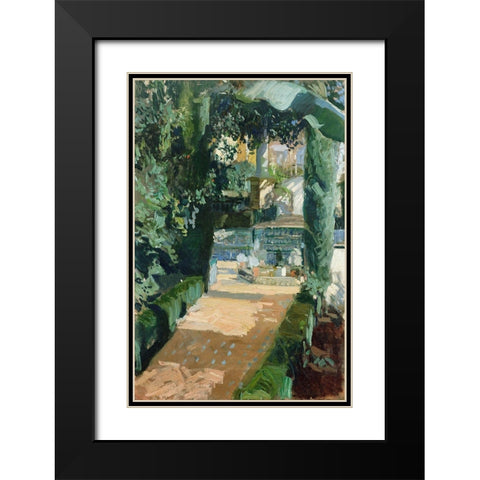 Court of the Dances, Alcazar, Sevilla Black Modern Wood Framed Art Print with Double Matting by Bastida, Joaquin Sorolla y