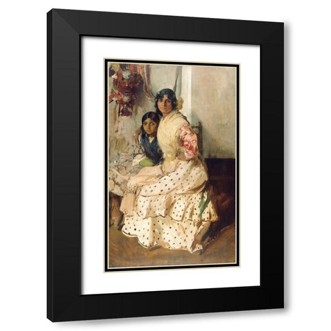 Pepilla the Gypsy and Her Daughter Black Modern Wood Framed Art Print with Double Matting by Bastida, Joaquin Sorolla y