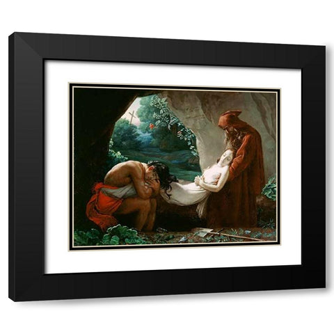 Burial of Atala Black Modern Wood Framed Art Print with Double Matting by Louis Girodet de Roucy-Trioson, After Anne