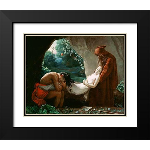 Burial of Atala Black Modern Wood Framed Art Print with Double Matting by Louis Girodet de Roucy-Trioson, After Anne