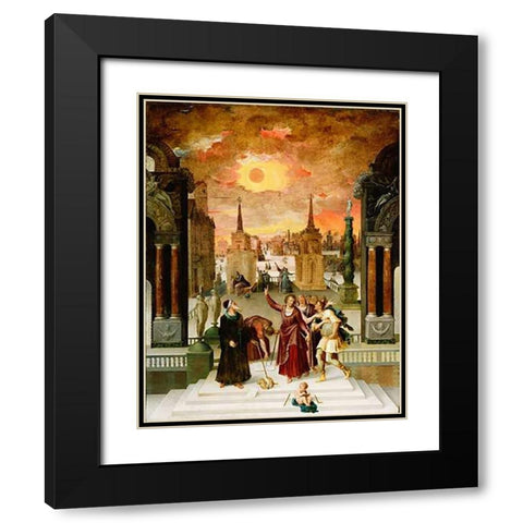 Dionysius the Areopagite Converting the Pagan Philosophers Black Modern Wood Framed Art Print with Double Matting by Caron, Antoine