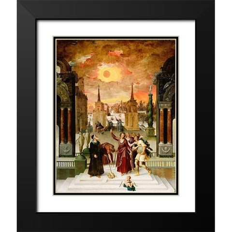Dionysius the Areopagite Converting the Pagan Philosophers Black Modern Wood Framed Art Print with Double Matting by Caron, Antoine