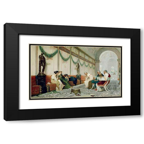 Interior of Roman Building with Figures Black Modern Wood Framed Art Print with Double Matting by Forti, Ettore