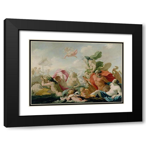 Marine Gods Paying Homage to Love Black Modern Wood Framed Art Print with Double Matting by Le Sueur, Eustache